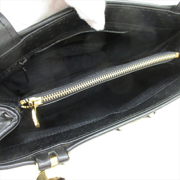 Versace Gianni Black Ostrich Tote Shoulder Bag - Picture 8 of 8